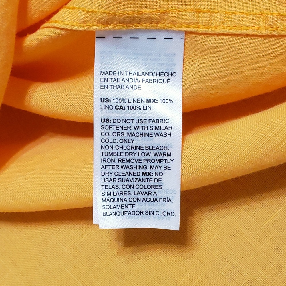 Chico's 100% Linen Button Down Shirt Orange Size 4 US 20 Long Sleeve Top - Picture 6 of 11